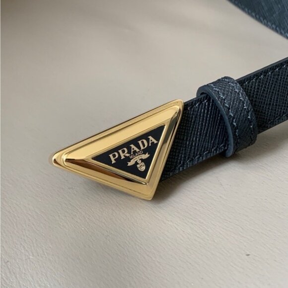 Versatile Prada Belt - Black Saffiano & Golden Buckle - Picture 3 of 6